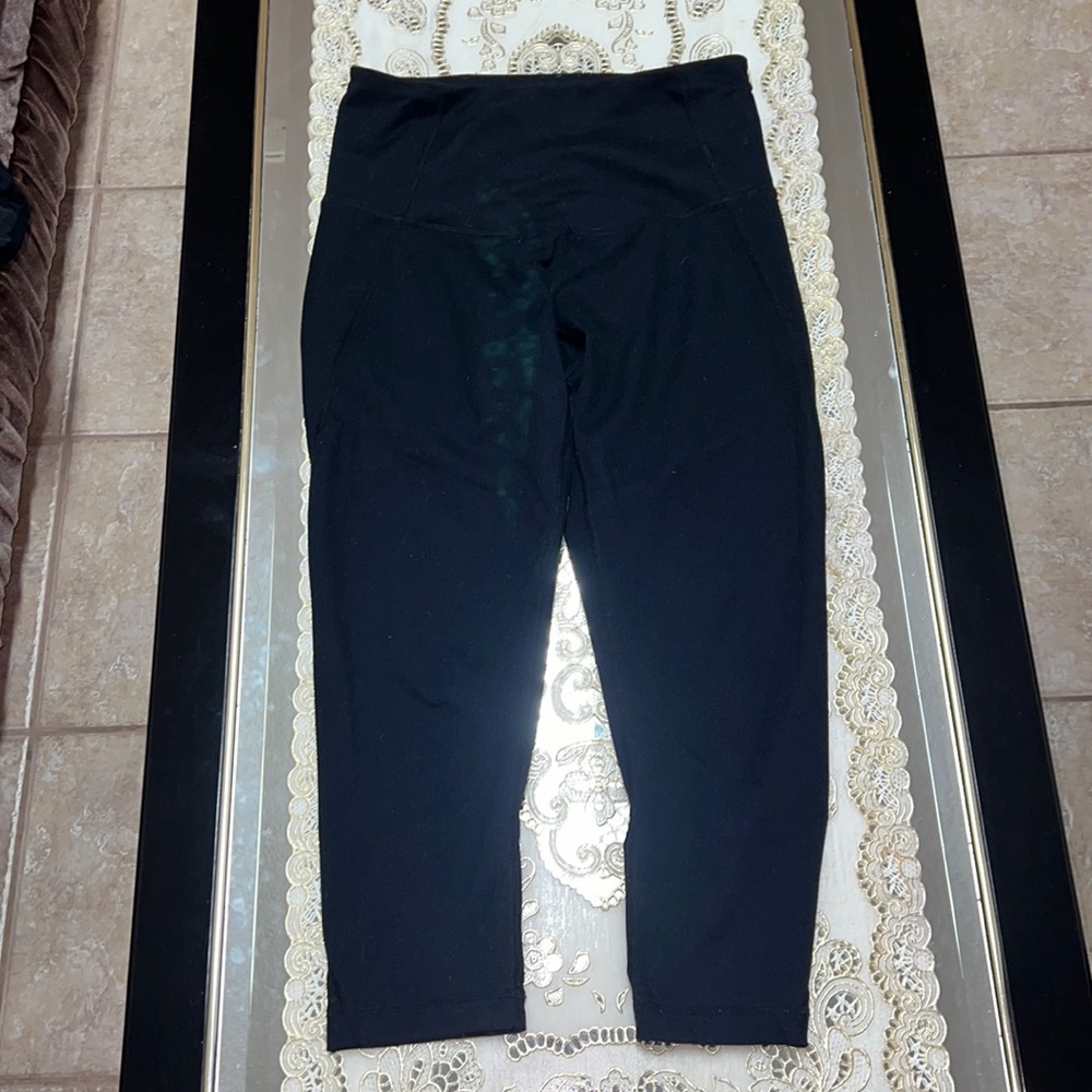 Zella black cropped leggings with mesh inserts